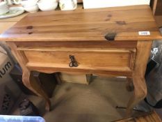Pine console table with single drawer