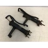 Two vintage wrought iron water pumps