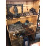 Large collection of carved wooden decorative interior items