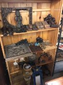 Large collection of carved wooden decorative interior items