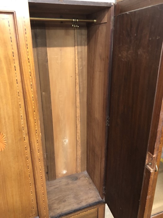 Edwardian inlaid wardrobe with mirrored door and drawer under - Image 2 of 6