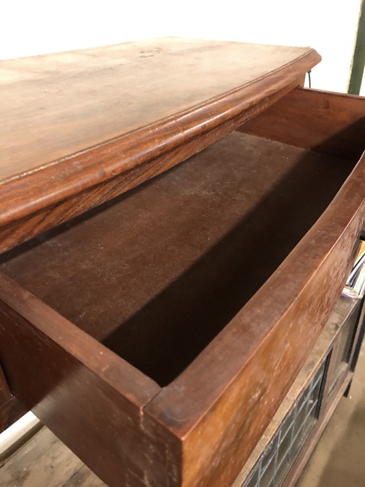 Bow fronted hall / console table, Queen Anne legs to front and two drawers under, approx 122cm x - Image 3 of 6