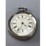 A substantial silver chronograph pocket watch by J. Richardson, Coventry, signed to inside F.W.