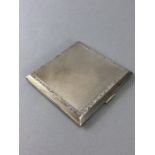 Hallmarked Silver Cigarette approx 8.5cm square with engine turned decoration, floral border and