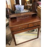 Edwardian inlaid four drawer dressing table with large mirror over and original castors