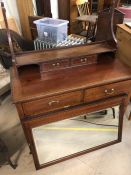 Edwardian inlaid four drawer dressing table with large mirror over and original castors