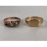 Two 9ct 375 Gold rings A/f approx 3.9g