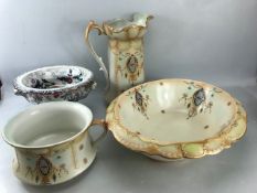 Large W. ADAMS AND CO TUNSTALL, ORIGINAL ADAMS BORDER NO. 5544 JUG AND BOWL SET plus Masons