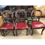 Collection of substantial chairs to include large Victorian balloon backs, two further chairs and