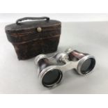 Pair of DOLLOND of London Opera glasses "The Gaiety" with mother of pearl inlay in sharkskin case