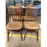 Set of mid Century stick back chairs, four in total