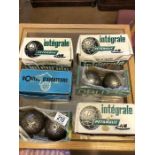 Collection of six boxed 'Integrale' petanque balls plus four 'Obut Dog' petanque balls and a boxed