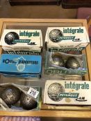 Collection of six boxed 'Integrale' petanque balls plus four 'Obut Dog' petanque balls and a boxed