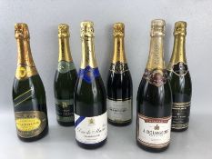 Six bottles of champagne to include J. Bourgeois, Chanoine etc