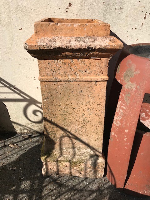 Two original rustic chimney pots, the largest approx 71cm tall - Image 2 of 3