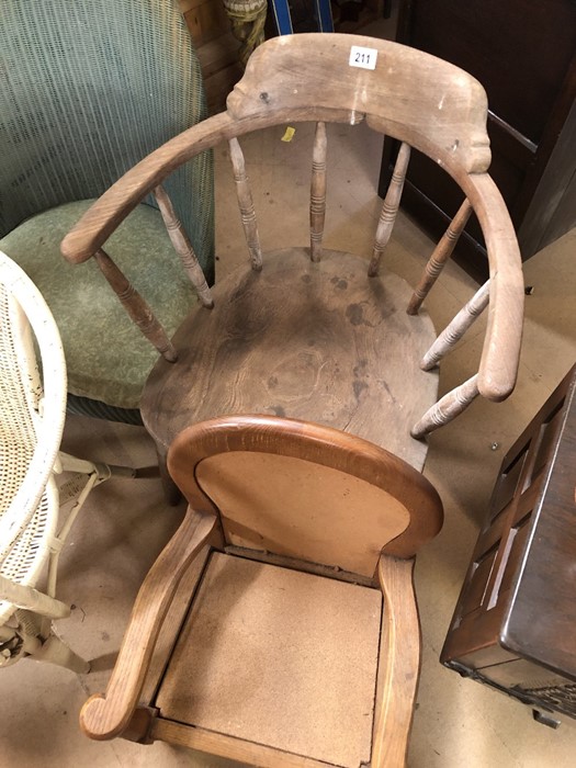 Collection of vintage chairs to include Lloyd Loom style nursing chair with sprung feet, Windsor - Image 6 of 7