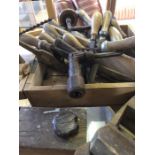 Collection of vintage tools to include wooden planes etc.