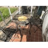 Metal garden bistro table and two chairs