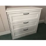 Modern white three drawer chest of drawers (bed 4)