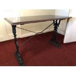 Wrought iron framed pub-style table