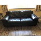 Two seater brown leather sofa, approx 208cm in length