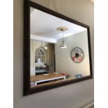 Large wooden framed mirror, approx 103cm x 134cm