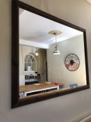 Large wooden framed mirror, approx 103cm x 134cm
