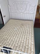 White metal painted bed and mattress (bed 4)