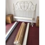 White metal bed frame, approx 145cm wide