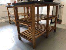 L-shaped kitchen unit with shelves under, approx 106cm x 200cm