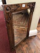 Arts and Crafts oak framed mirror, approx 46cm x 72cm