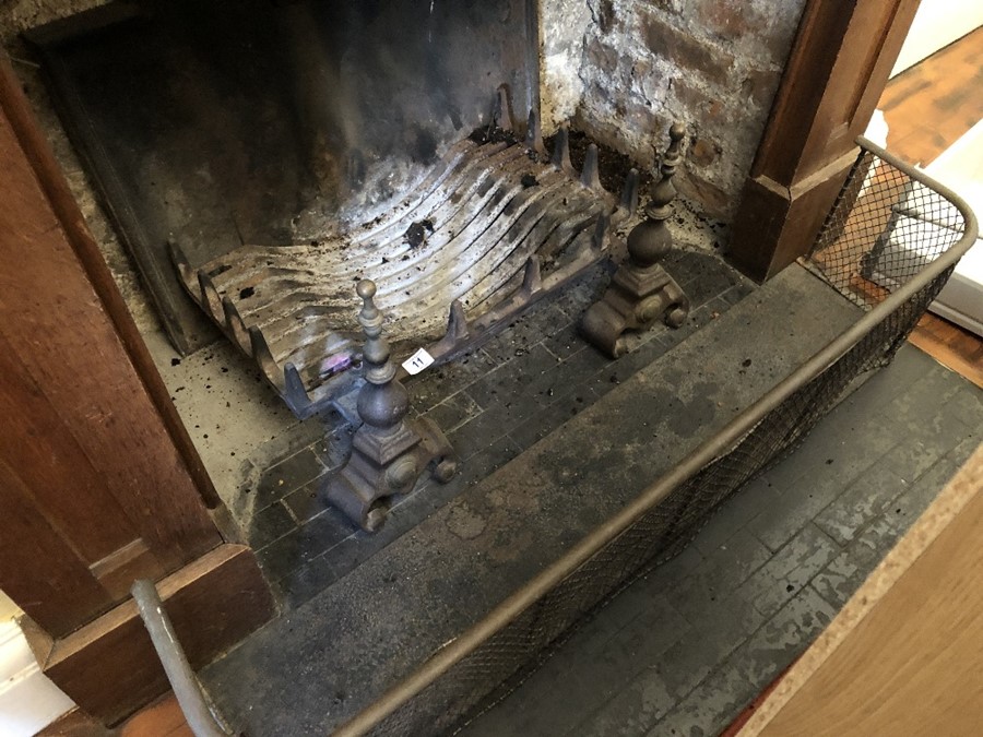 Fireback by the Forge, Bridport along with fire basket, fire dogs and surround