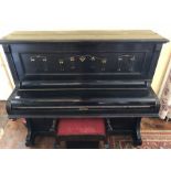 Upright piano by Pinker Ltd Bath and Bristol with stool