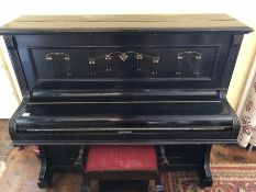 Upright piano by Pinker Ltd Bath and Bristol with stool