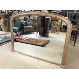 Pine framed over mantle mirror, approx 125cm x 81cm