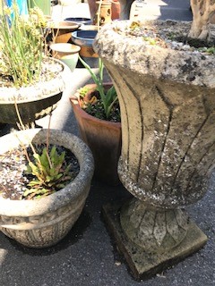 Collection of Garden stoneware pots and a figurine - Image 3 of 10