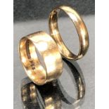 Two 9ct Gold rings sizes 'J' & 'P' approx 6.3g