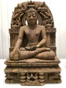 Seated Buddha with Buddhist Scene