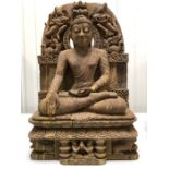 Seated Buddha with Buddhist Scene