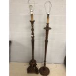 Two carved wooden standard lamps, the tallest approx 141cm to top of wooden base