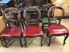 Collection of substantial chairs to include large Victorian balloon backs, two further chairs and