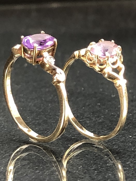 Two 9ct Gold rings both set with purple stones sizes M.5 & M (total weight 3.2g) - Image 4 of 4