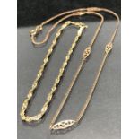 9ct Gold childs necklace and a 14ct fancy bracelet (total weight approx 3.8g)