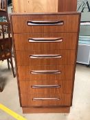 Mid Century slim set of six drawers, possibly by G-Plan, approx 56cm x 45cm x 104cm tall