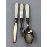 Silver hallmarked Christening set of knife fork and spoon maker AH