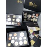 Three sets of Royal Mint United Kingdom Proof Collection leather bound Coin sets 2008, 2010, 2011