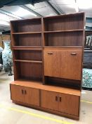 G-Plan Mid Century sideboard with shelves and mirrored drinks cabinet over, approx 162cm in