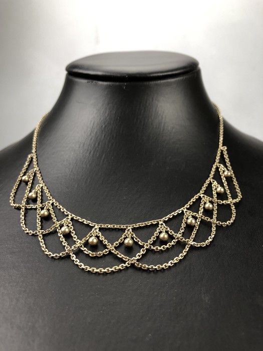 Edwardian Gold Plated Gilt Fringe Necklace - Image 2 of 4