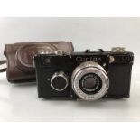 Vintage Zeiss Ikon black Rangefinder Contax camera with Carl Zeiss Jana Tessar 5cm F/3.5 lens. Clean