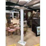 Modern white column-style uplighter, approx 180cm in height
